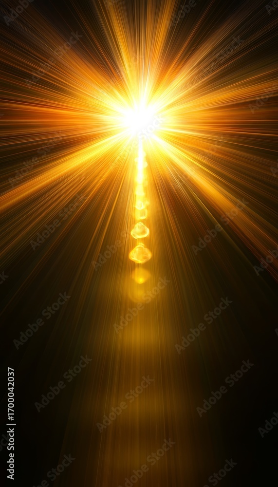 Poster radiant outburst vivid sunlight rays project a strong point source over a digital background space