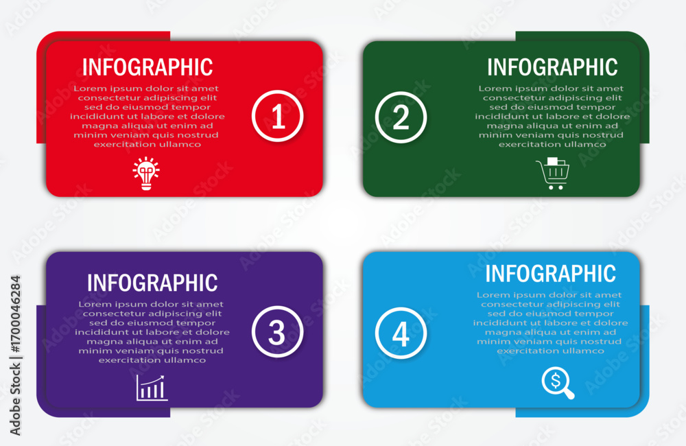 Poster business process visualization with timeline with diagram | 4 steps infographic modern black corpora
