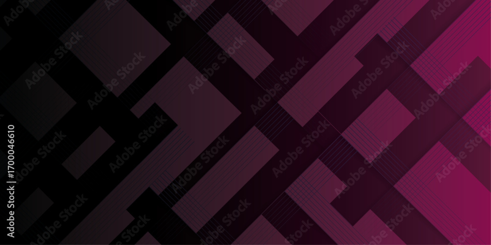 Poster abstract stripes thin line with geometric random size box | modern black, magenta color angle gradie