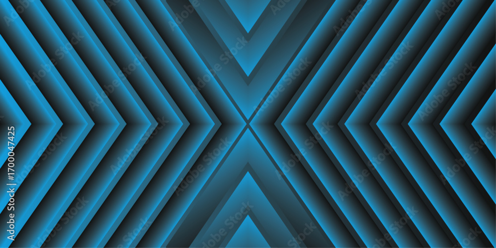 Aufkleber abstract arrow shape with gradient glowing effect | blue stripe four directional shape | modern geom