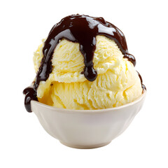 Vanilla ice cream with chocolate sauce