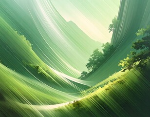 Abstract green valley, motion blurred