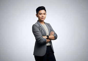 Asian businesswoman crafting innovative solutions on glass wall in modern office workspace for data strategy