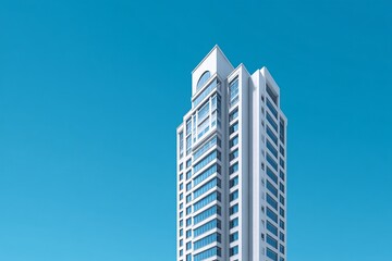 Fototapeta premium Majestic tall business tower reaching for the sky bathed in daylight with high resolution clarity