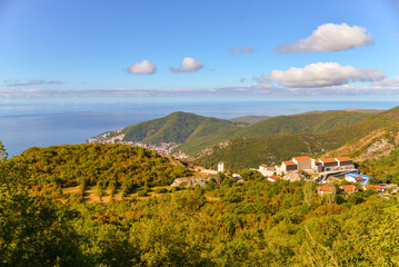 landscape with mountains and blue sky