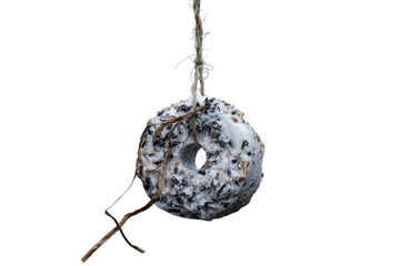 Bird seeds ring hanging isolated, png with no background.