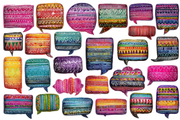 Collection Of Colorful Abstract Speech Bubbles On Black Background