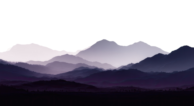 Misty mountain range, muted colors