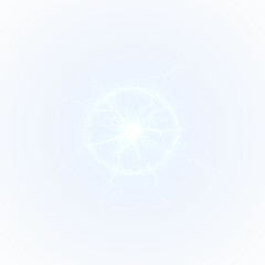 A striking lightning bolt encircled on a vibrant blue background