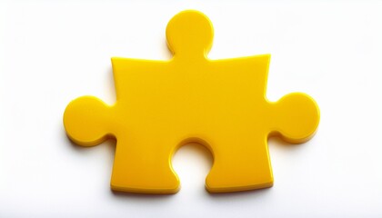 Obraz premium a yellow puzzle piece with a smooth surface representing connection and problem solving isolated on white background