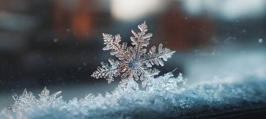Macro photography of a snowflake winter wonderland crystal beauty frozen ice cold weather season