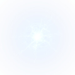 A striking lightning bolt dramatically appears in the center of the blue sky