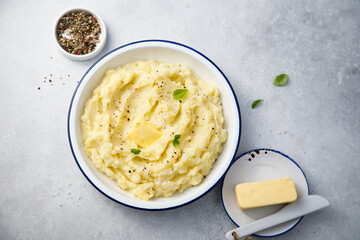 Traditional mashed potatoes with butter