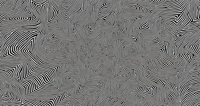 Abstract black and white zebra stripe pattern with glitchy distortions and optical illusion - Powered by Adobe