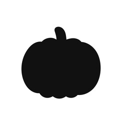 Black silhouette pumpkin icon. Perfect vector for autumn designs, fall decorations, harvest festivals, gardening projects and seasonal graphics.