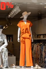 Window of a shop with fashion, Czech republic