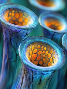 Abstract Blue and Orange Glass Art, Unique and Decorative Hand Blown Glass