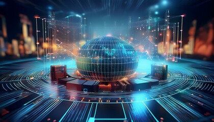 quantum computers analyzing global trade data with a digital interface trade analytics nextgen computing for optimizing importexport strategies