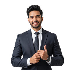 young businessman pointing at something  tranparent background