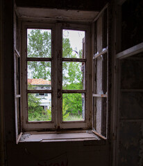 View through a window of the Alhambra in Granada