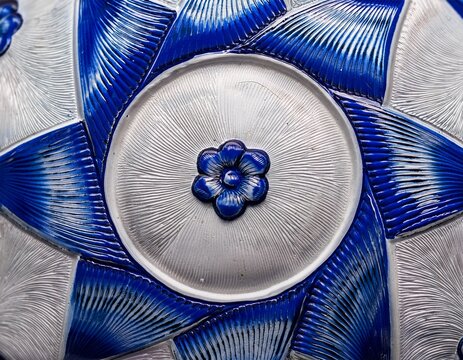 pattern mayolica white and blue color dolce and gabbana style extreme close up - Powered by Adobe