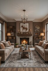 modern living room with fireplace