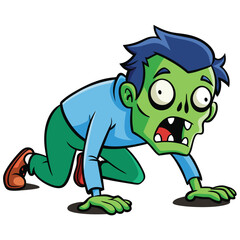 Crawling Zombie Cartoon Illustration
