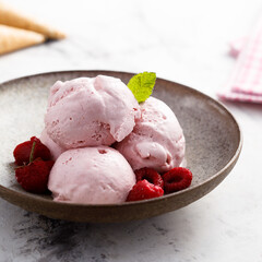 Homemade raspberry ice cream