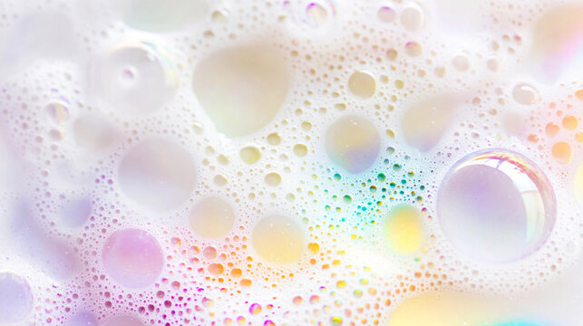 Soap foam creates a colorful rainbow effect in macro shot Generative AI