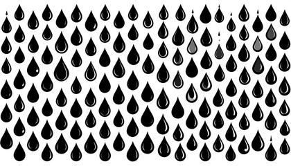 A repeating pattern of many black teardrop shapes, varying slightly in shading, creating a visually interesting design.