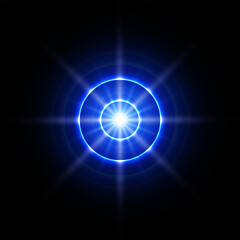 Glowing blue rings and light with a starburst effect