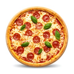 Delicious pepperoni pizza, isolated on white