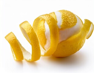 peel lemon zest on white background