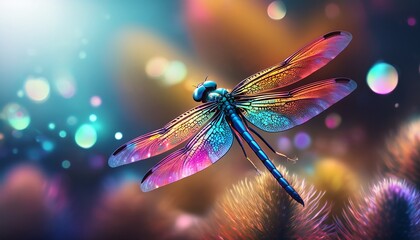 colorful dragonfly with iridescent wings