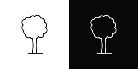 Tree icon pictogram on White Background Editable Stroke.
