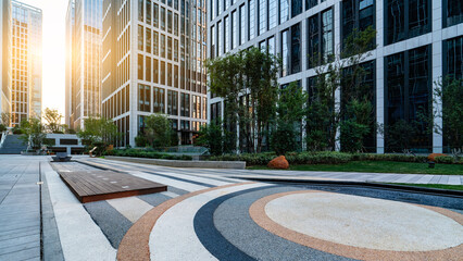 Modern urban landscape with contemporary buildings and well-designed pavement