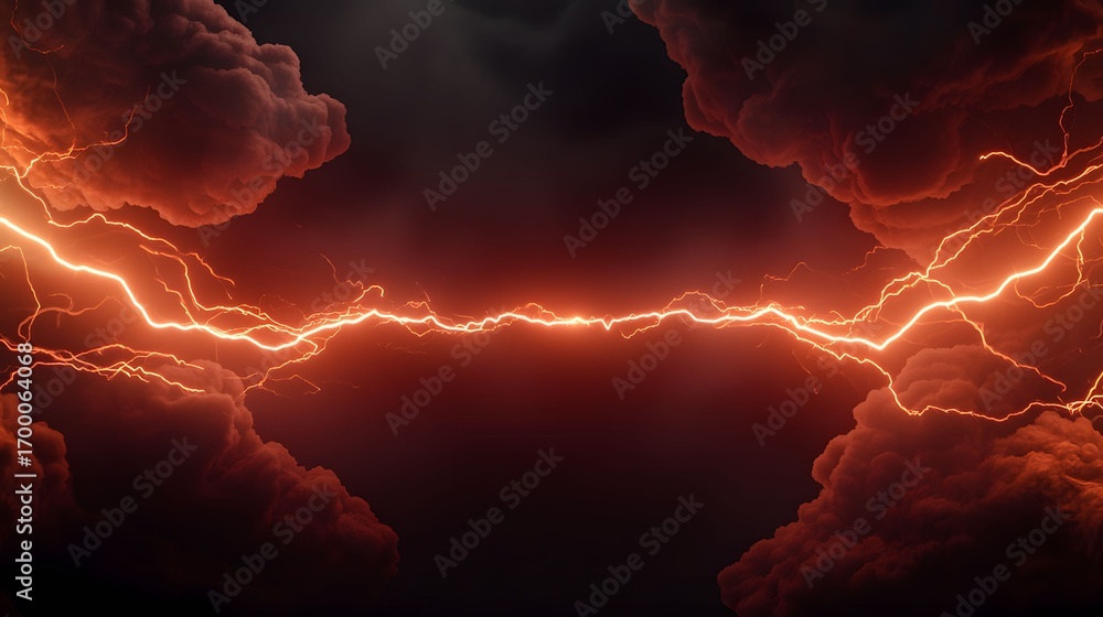Poster the image showcases a vivid lightning strike spanning across dark, stormy clouds, creating a powerfu