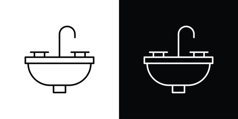 Sink icon pictogram on White Background Editable Stroke.