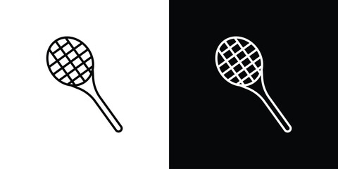 Racket icon pictogram on White Background Editable Stroke.