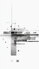 Fototapeta premium Stunning Digital Abstract Glitch Art Effect Background in Black and White with Distortion Texture