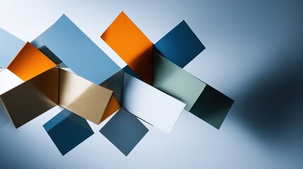 Abstract teamwork concept with interlocking geometric shapes on gradient.