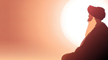 Fototapeta premium Guru Nanak Jayanti Illustration with Sunrise Background