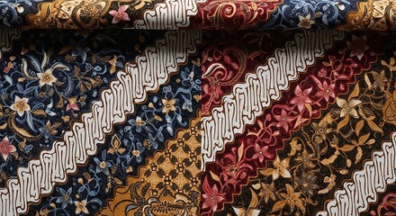 Elegant Indonesian Batik Fabric Rich Colors and Intricate Patterns