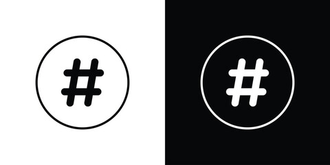 Hashtag icon pictogram on White Background Editable Stroke.