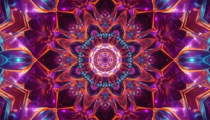 Abstract kaleidoscope design with glowing patterns