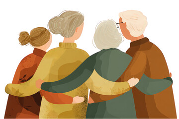 Four Senior Women Embracing