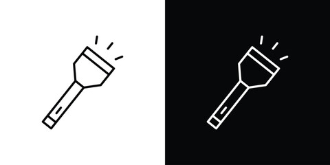 Flashlight icon pictogram on White Background Editable Stroke.