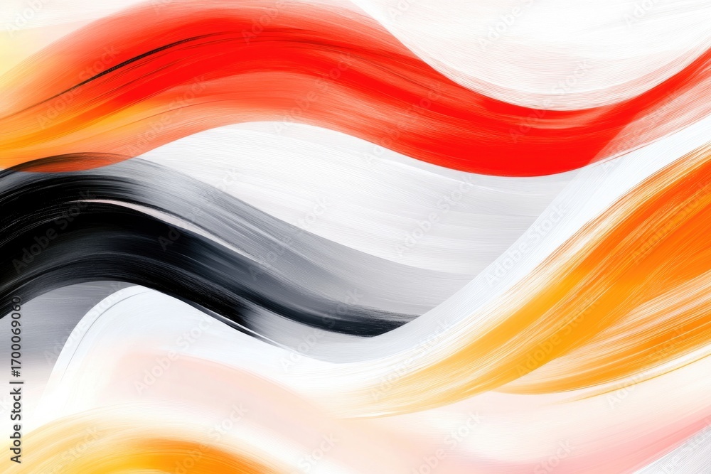 Poster dynamic abstract waves with colorful brush strokes on white background