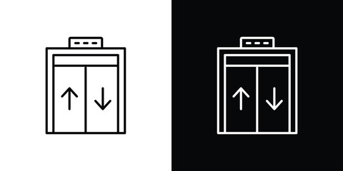 Elevator icon pictogram on White Background Editable Stroke. © Craft Studio