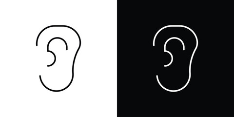 Ear icon pictogram on White Background Editable Stroke.
